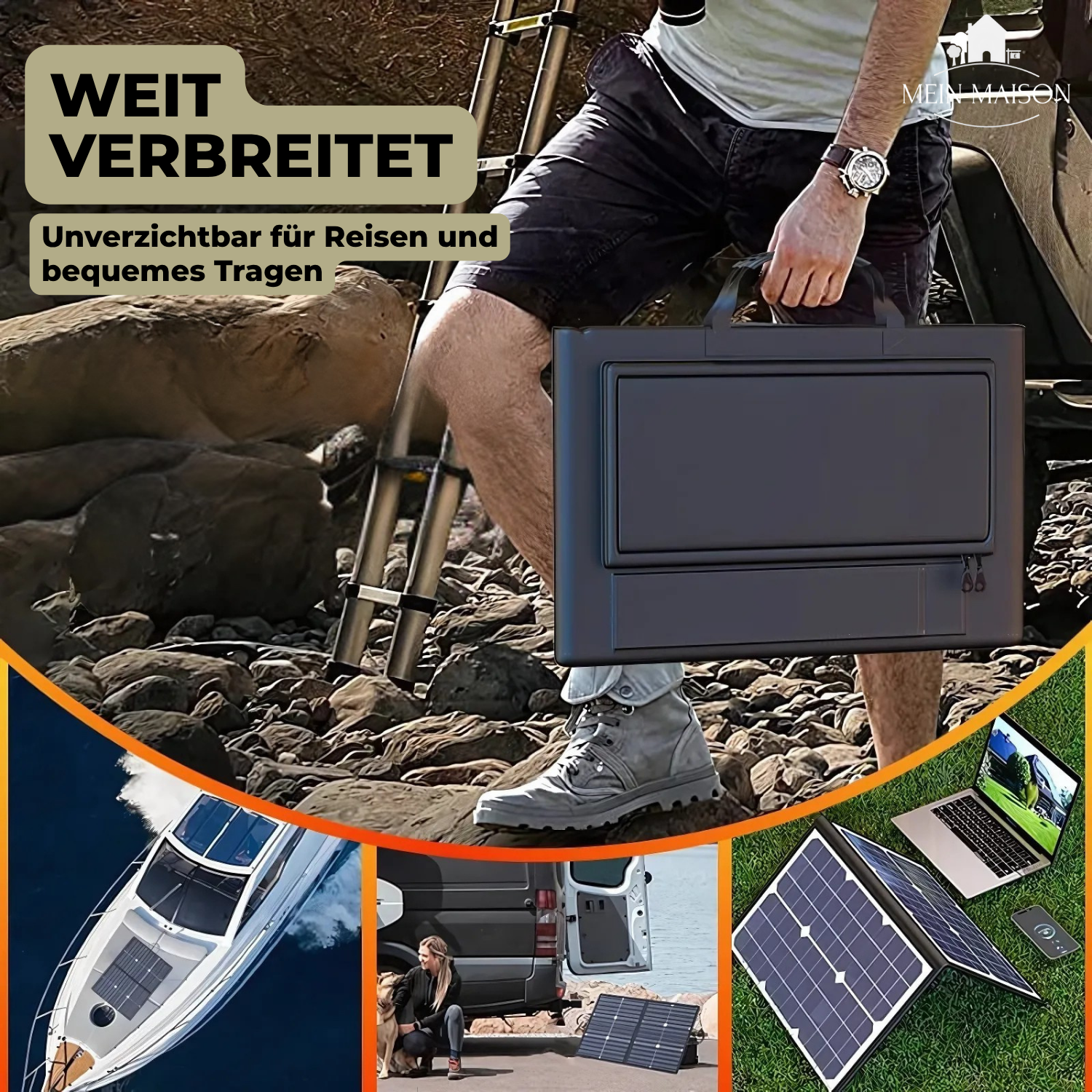 SolaraX 1000W Kit de Panneau Solaire Pliable | Ensemble Complet avec MPPT & USB/Type-C | Pour Camping, Voiture, Bateau & Caravane