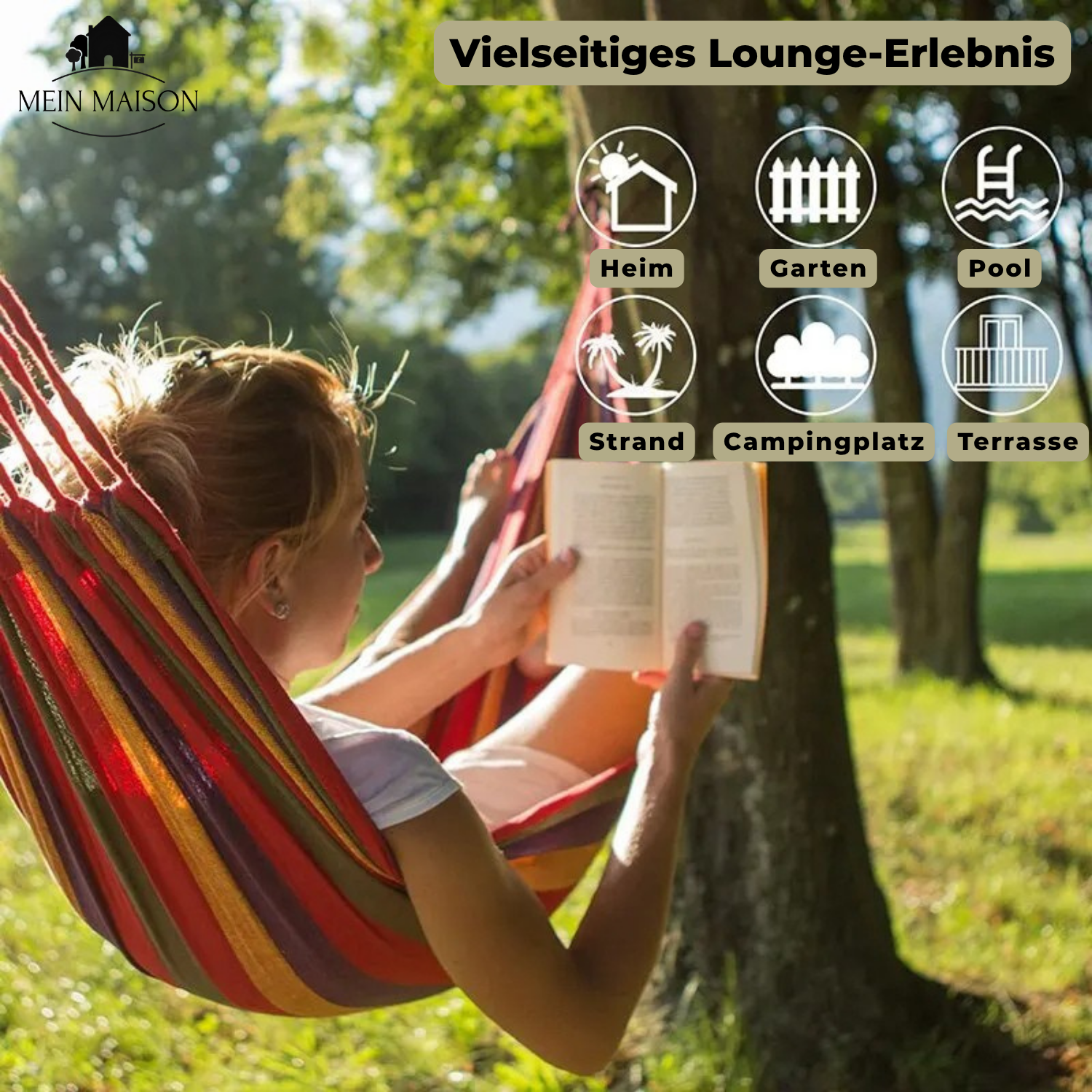 Hamac RelaxoLounge | Toile robuste | Design anti-glisse | Capacité de charge 200 kg