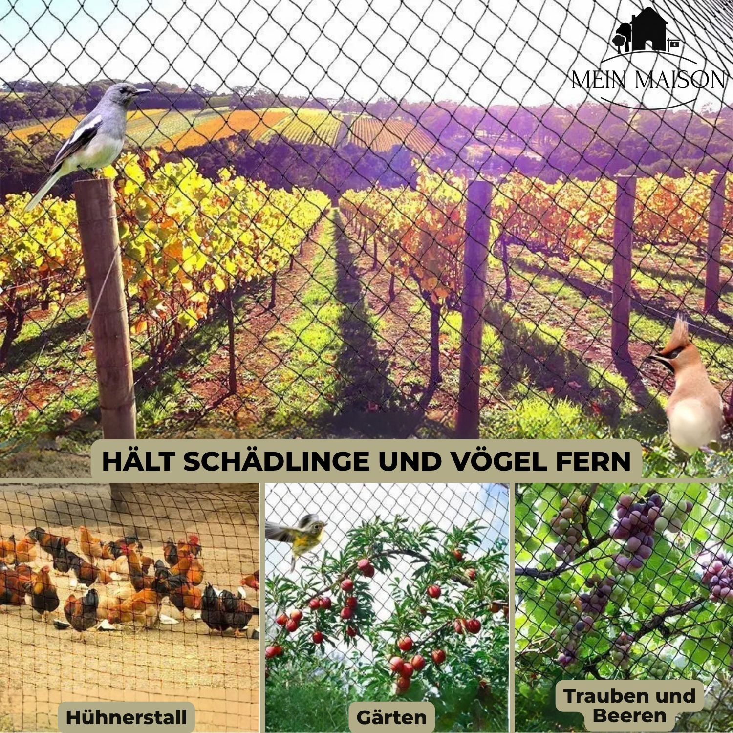 AgriNet Pro Filet de jardin | Résistant aux UV & Antidéchirure | Protection des plantes polyvalente | Disponible en taille personnalisée