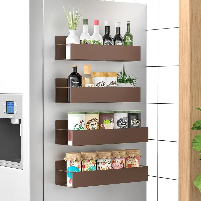 Étagère à épices | 4 pièces, Magnétique – Revêtement en poudre | Pas de perçage nécessaire | KitchenDock