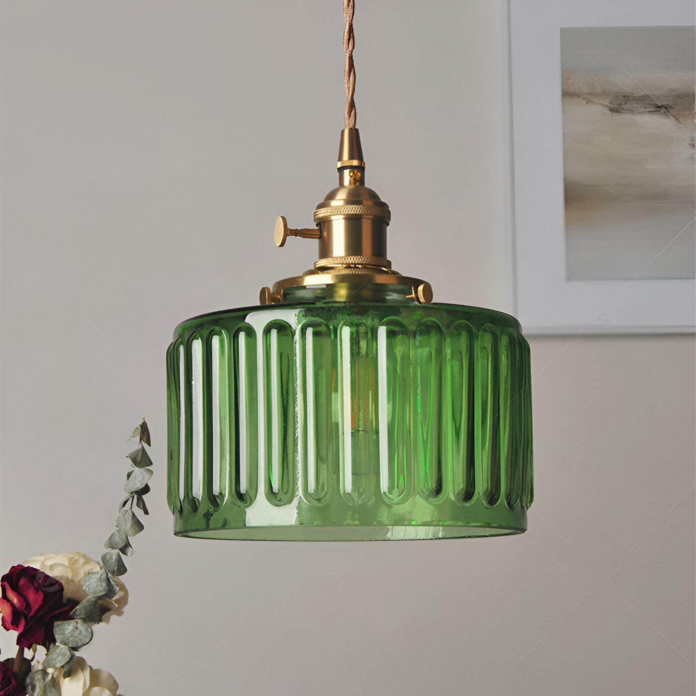 Verluna – Lampe Pendante Vintage en Verre Cylindrique Vert