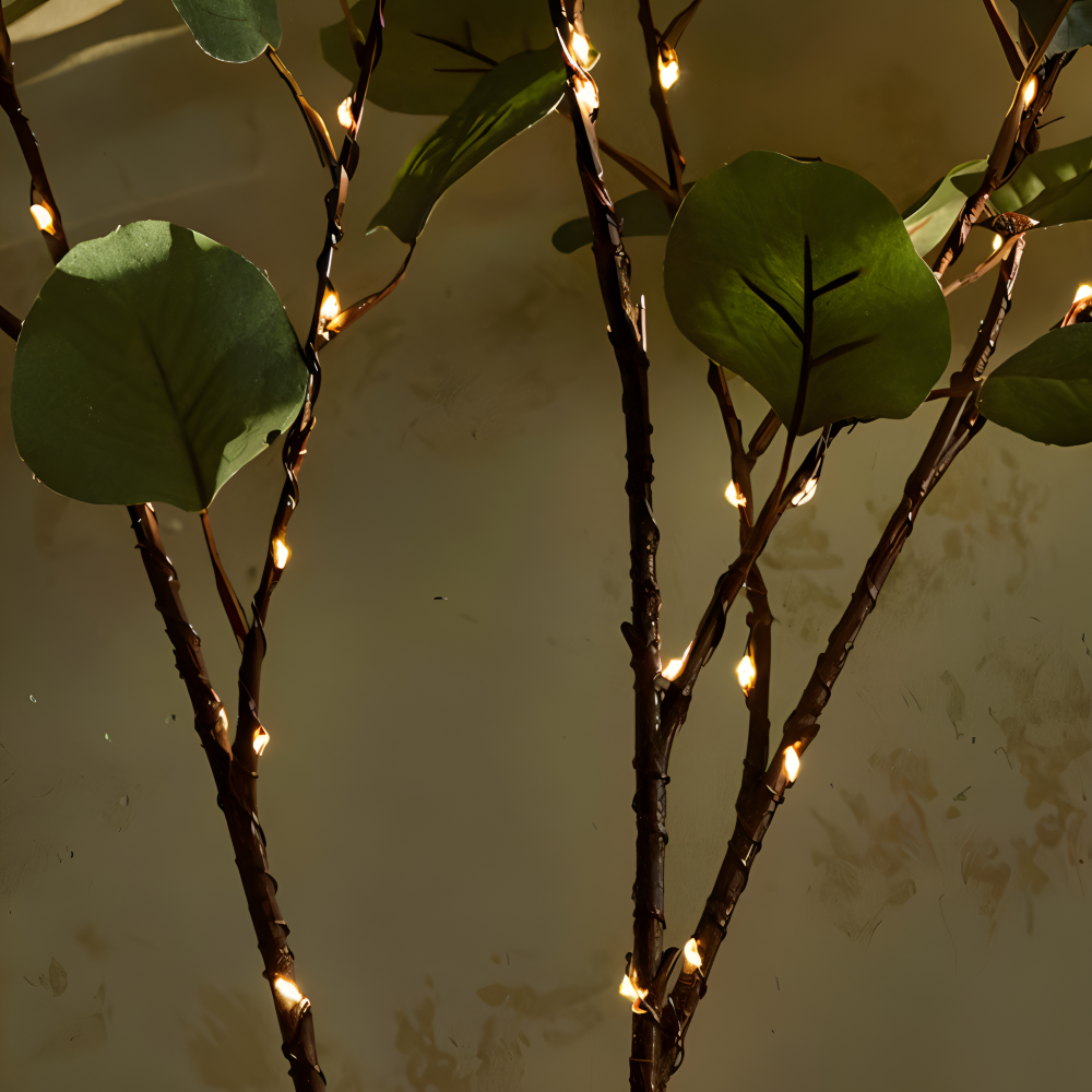 Lampes à branches scintillantes - Chaîne lumineuse LED magique à batterie - 70 cm de branches artificielles scintillantes