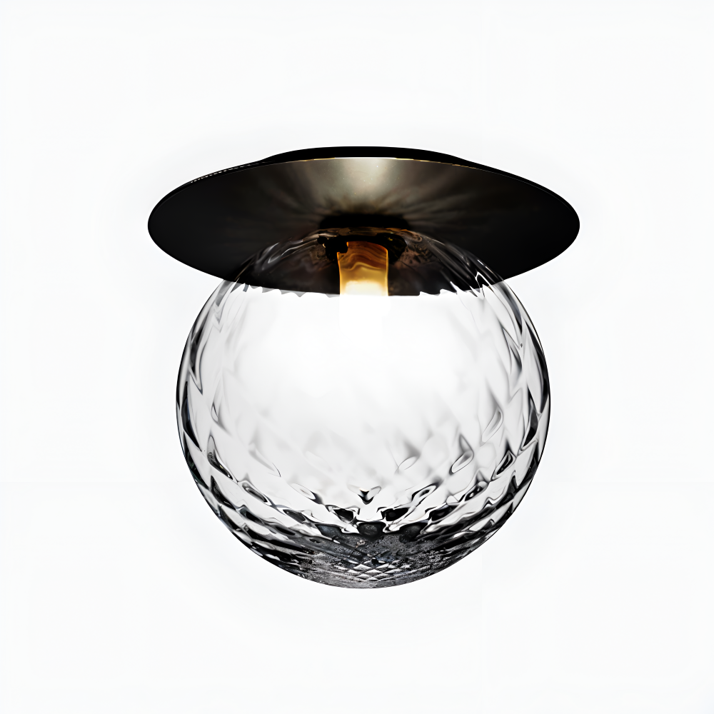 Lampe de plafond élégante avec boule en verre dépoli ou clair