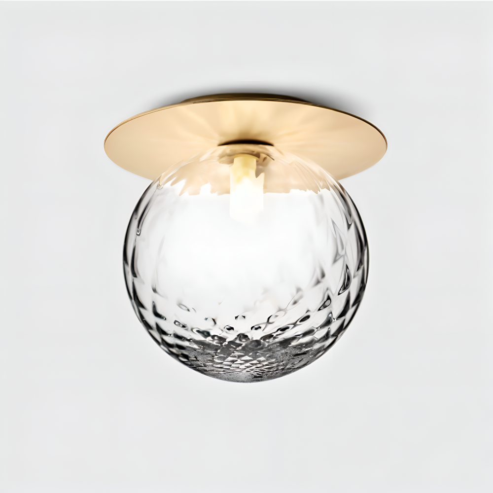 Lampe de plafond élégante avec boule en verre dépoli ou clair