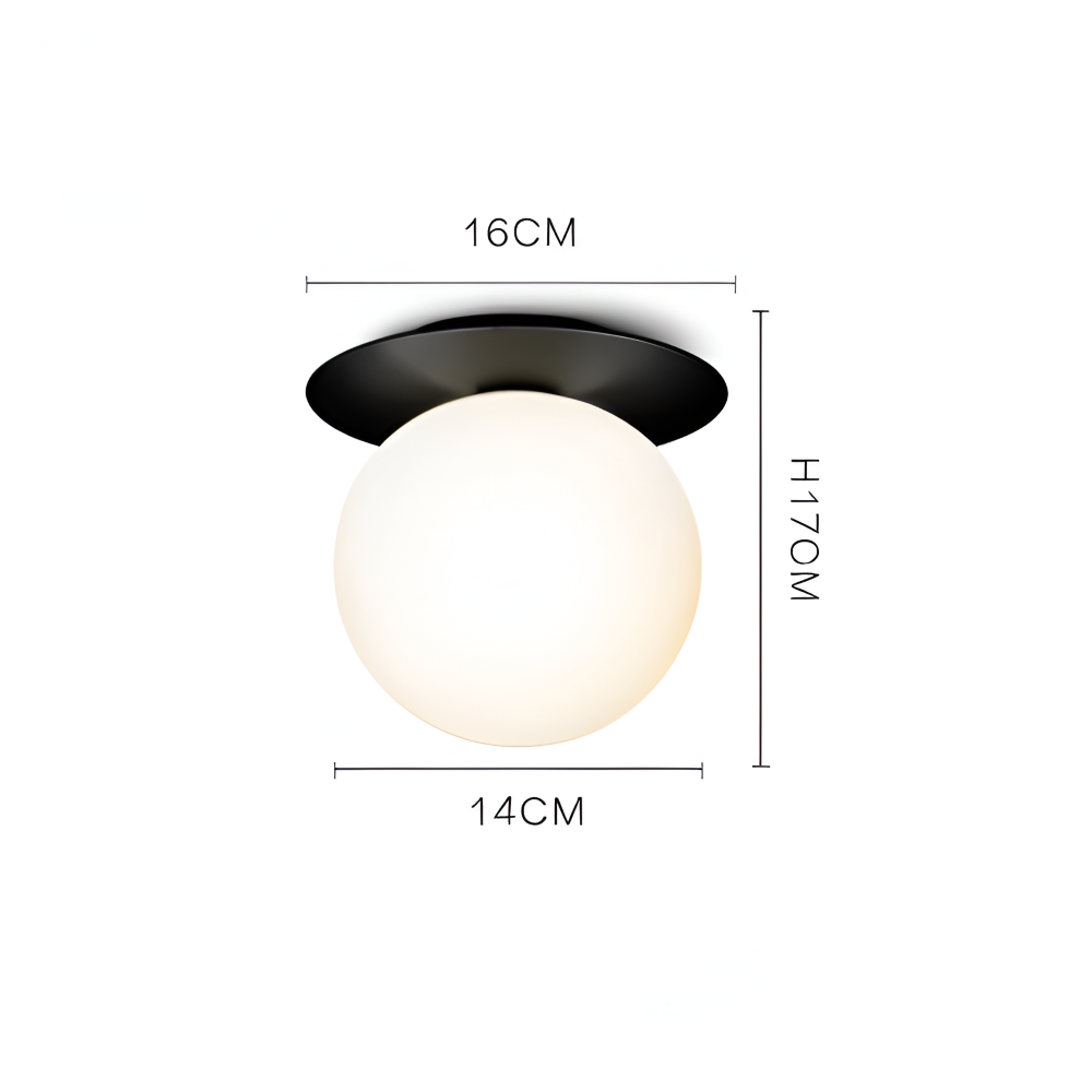 Lampe de plafond élégante avec boule en verre dépoli ou clair