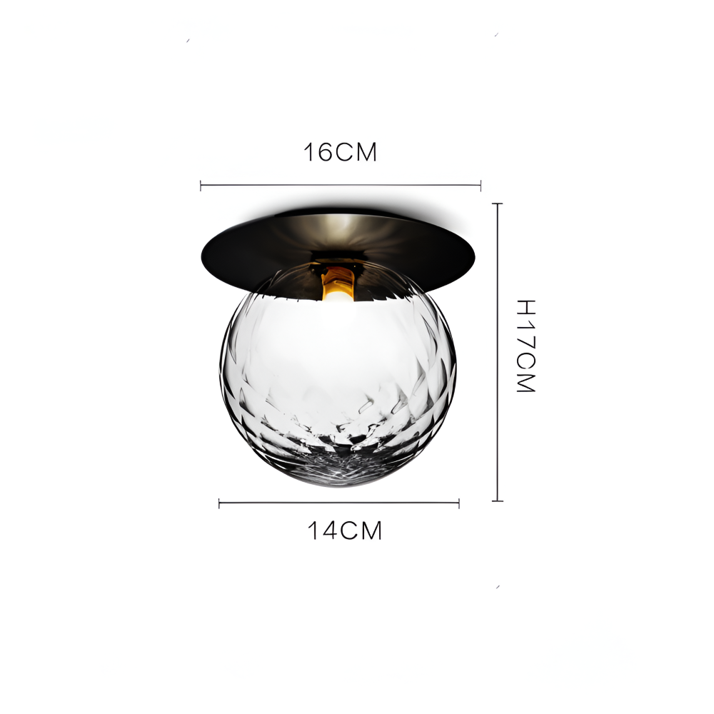 Lampe de plafond élégante avec boule en verre dépoli ou clair