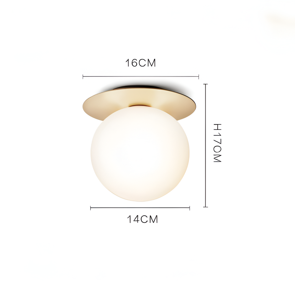 Lampe de plafond élégante avec boule en verre dépoli ou clair