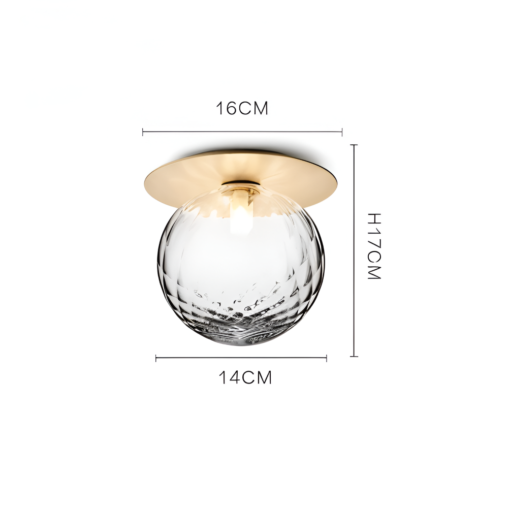 Lampe de plafond élégante avec boule en verre dépoli ou clair