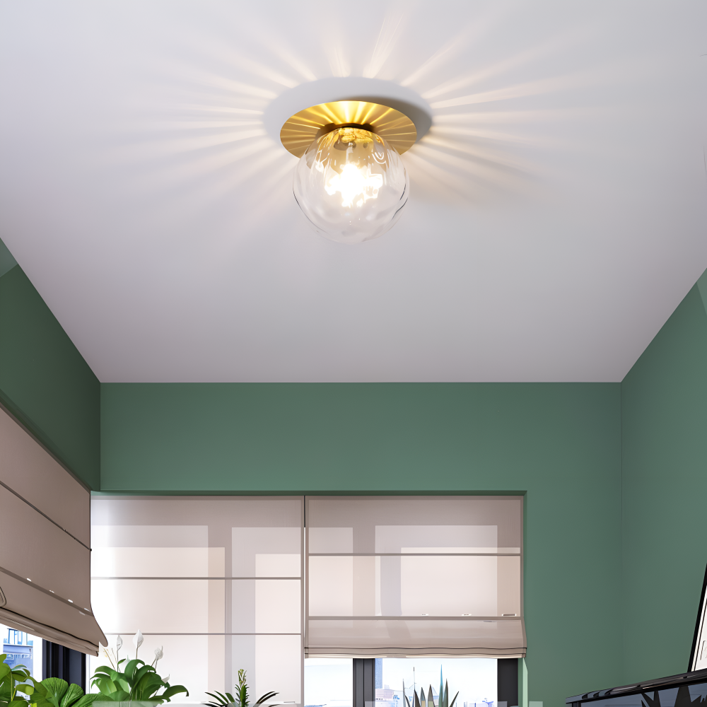Lampe de plafond élégante avec boule en verre dépoli ou clair