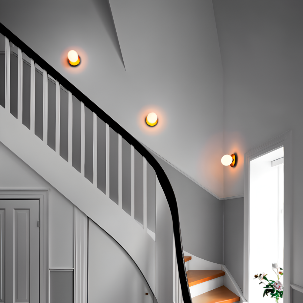Lampe de plafond élégante avec boule en verre dépoli ou clair