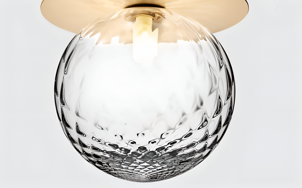 Lampe de plafond élégante avec boule en verre dépoli ou clair