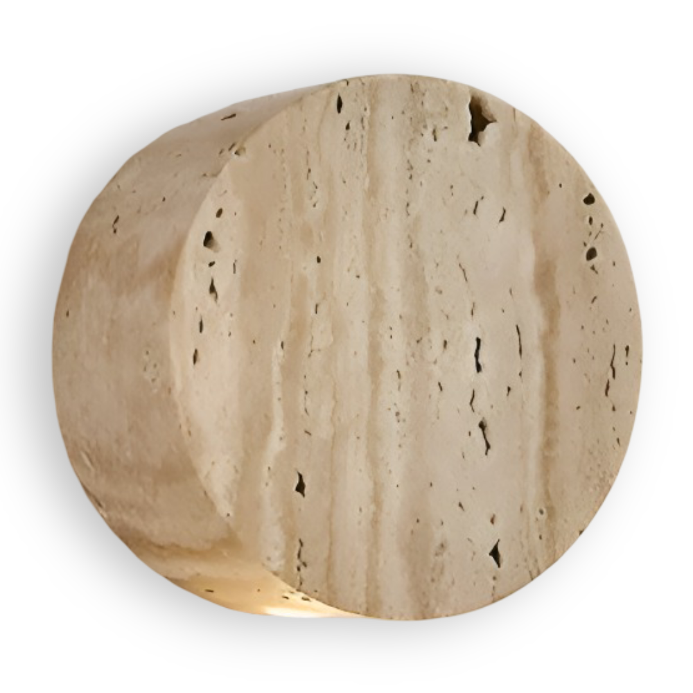 Applique murale ronde en marbre – lampe LED beige au design wabi sabi
