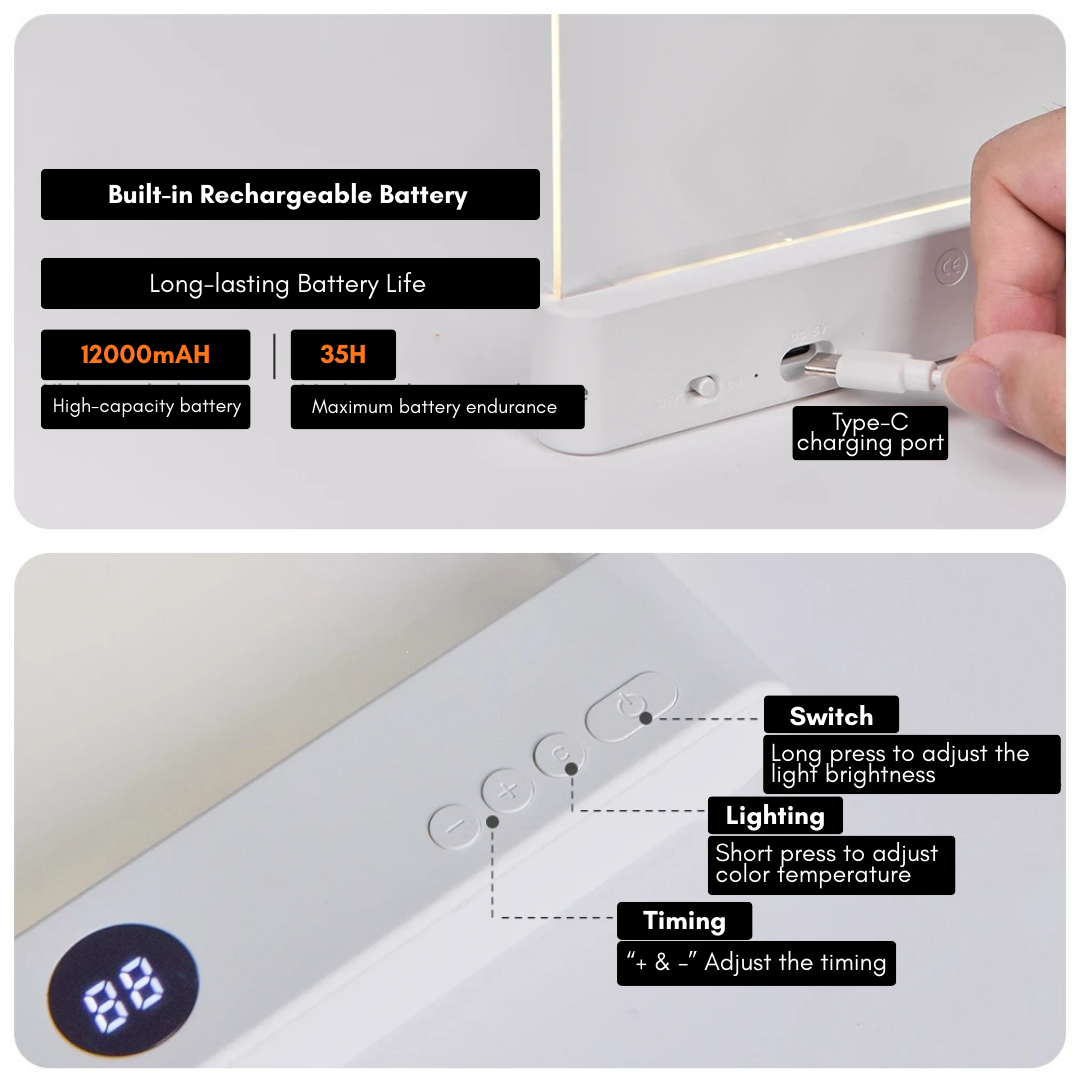 NIGHTBRIGHT - Lampe de Lecture LED GlowEase avec Bras Flexible pour Lit