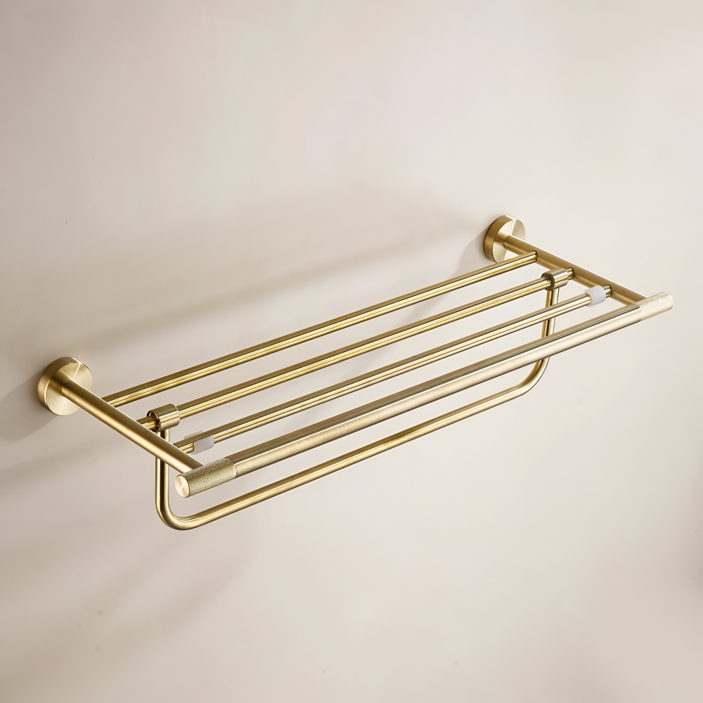 Barre de serviette en or brossé - Barre de serviette murale en acier inoxydable