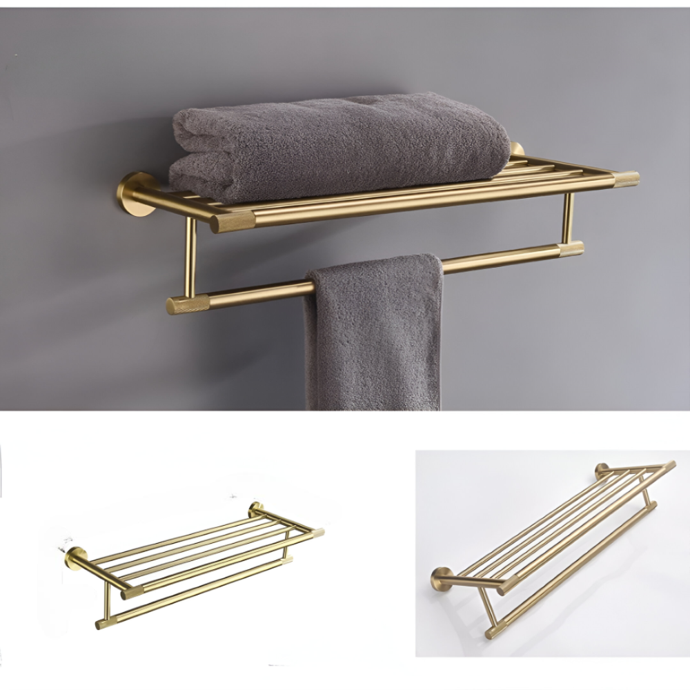 Barre de serviette en or brossé - Barre de serviette murale en acier inoxydable