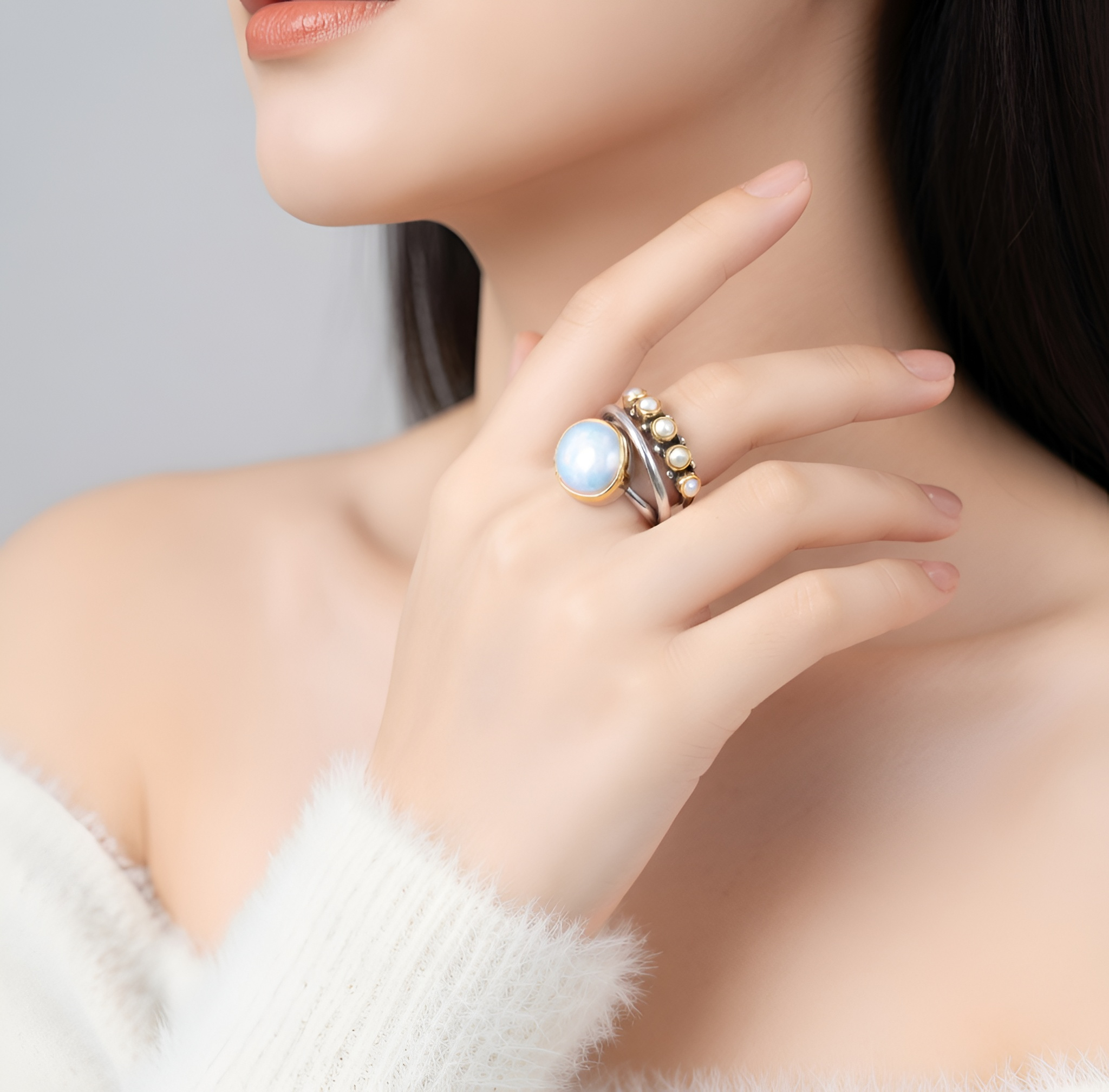 Bella - Bague perle et zircone