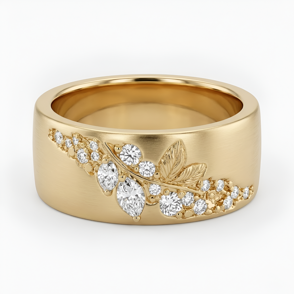 Ivy - Bague en zircone pour femme inspirée d'une feuille