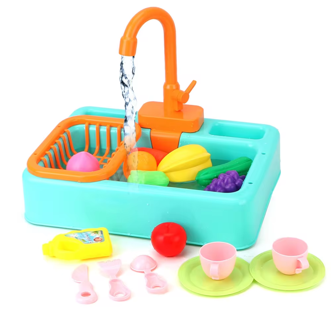 Mini Chef Évier Set de Jeu – Avec Robinet Fonctionnel et Légumes en Jouet