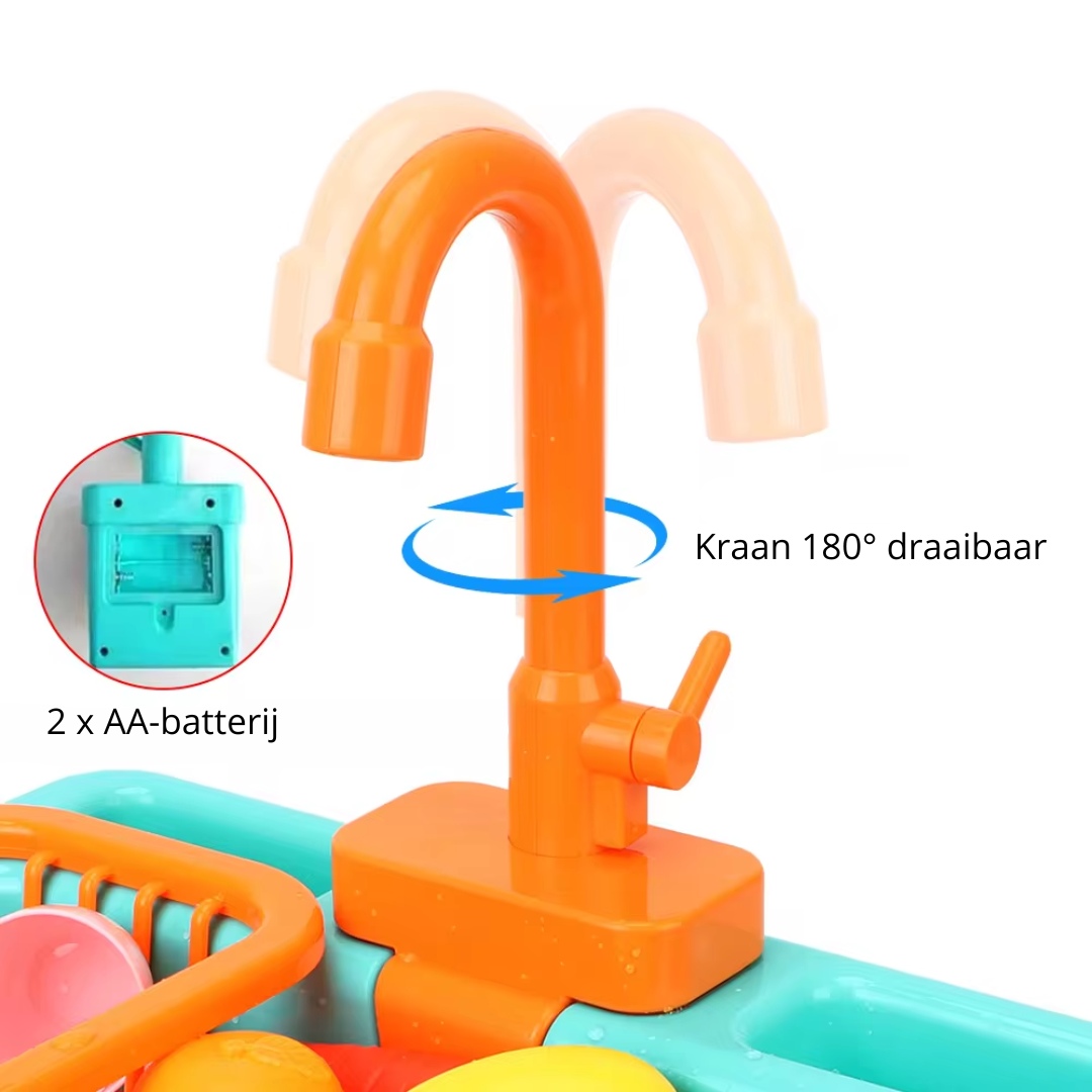 Mini Chef Évier Set de Jeu – Avec Robinet Fonctionnel et Légumes en Jouet