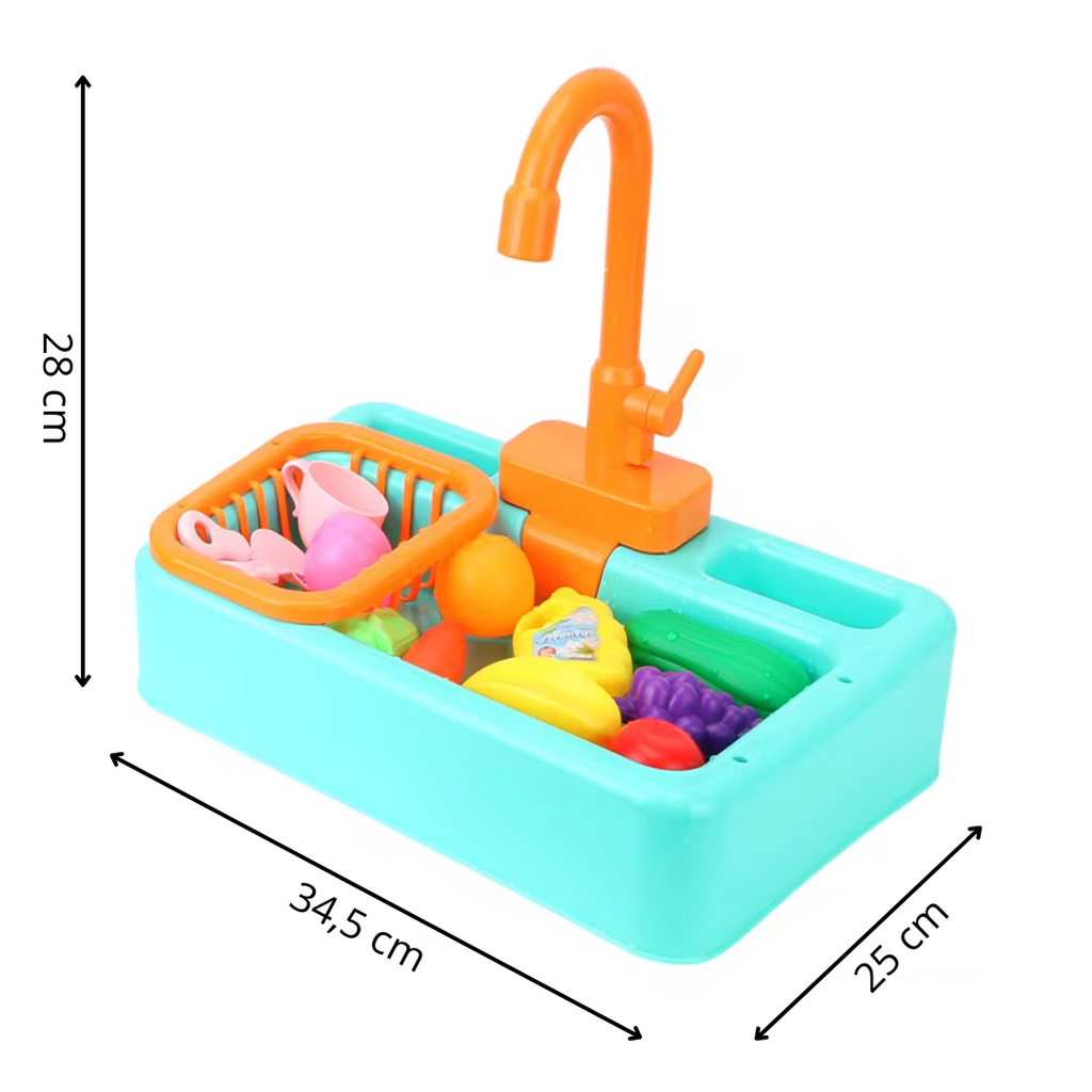 Mini Chef Évier Set de Jeu – Avec Robinet Fonctionnel et Légumes en Jouet