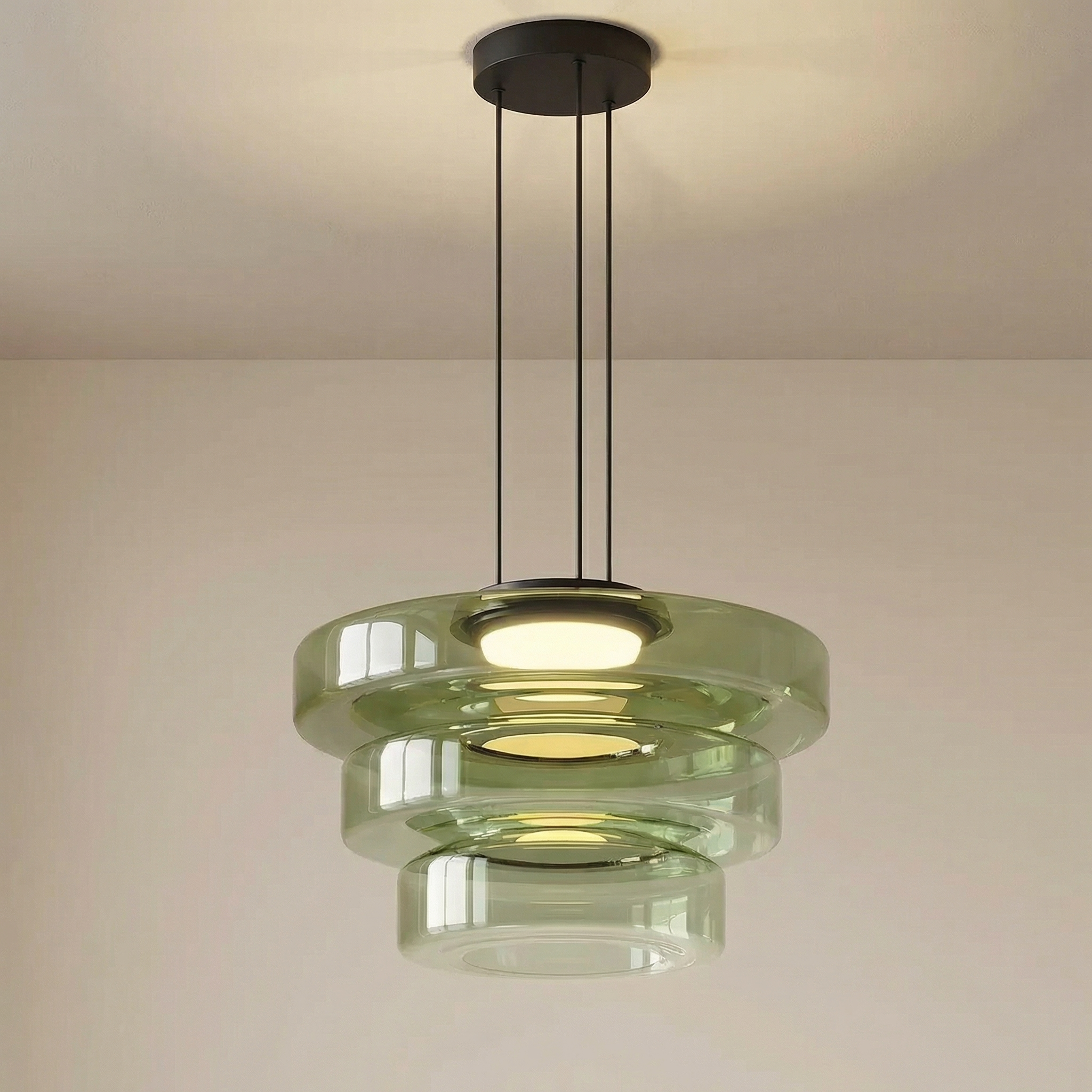 Suspension Bauhaus nordique en verre stratifié