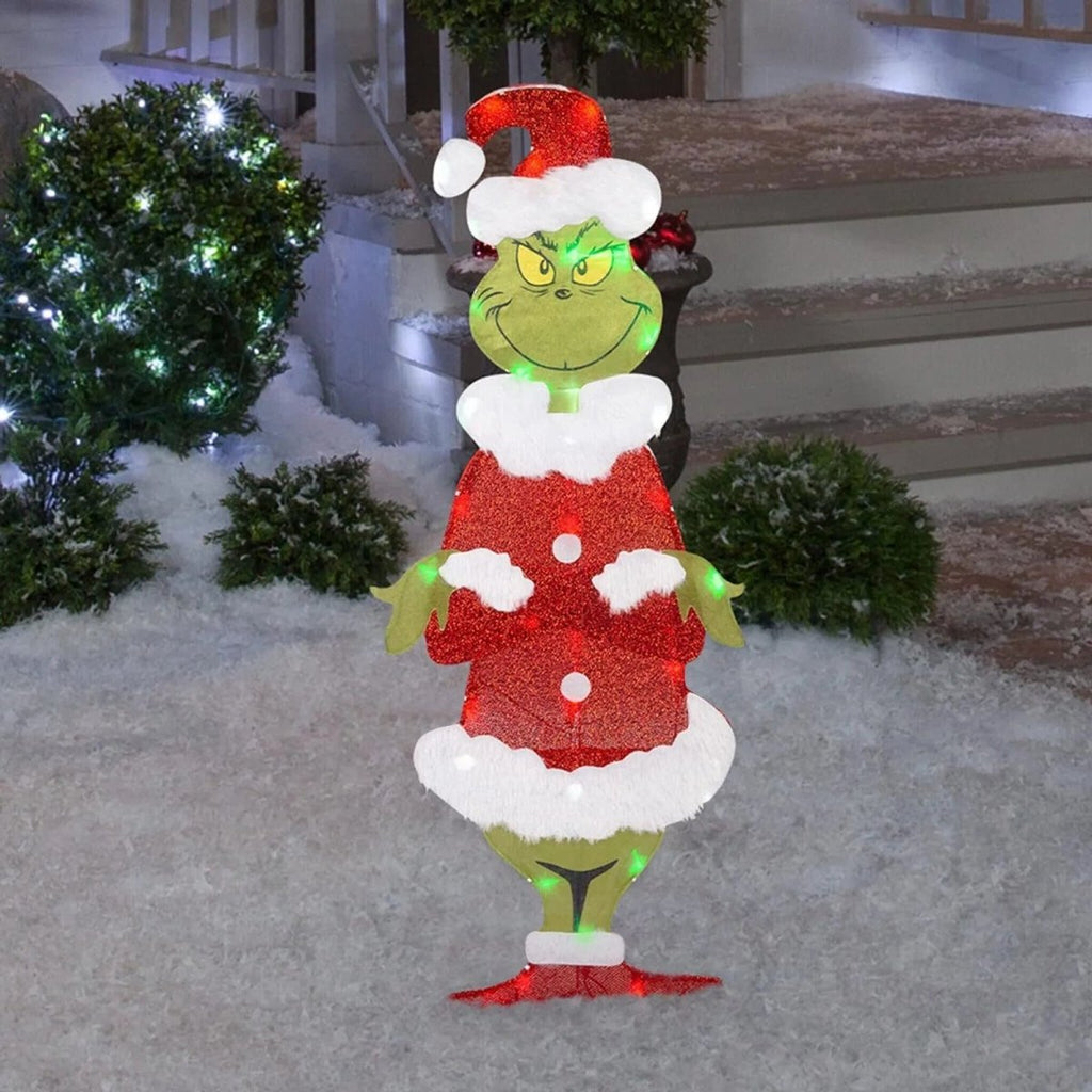 TWINKLON – Décoration de jardin festive Grinch avec éclairage LED pour une ambiance de Noël en extérieur