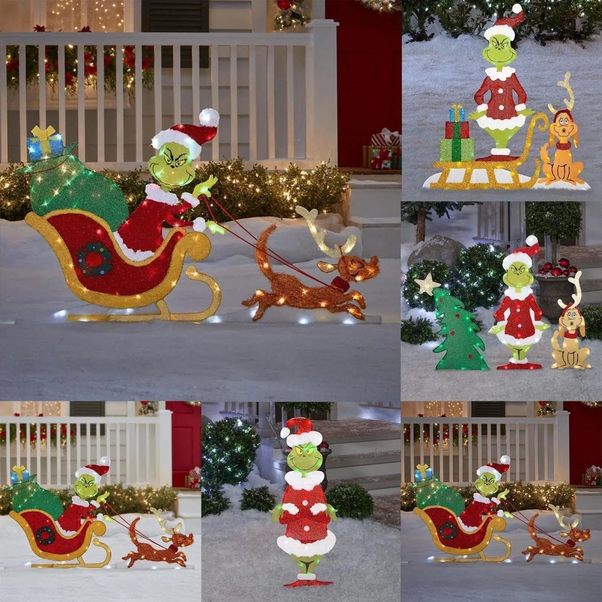 TWINKLON – Décoration de jardin festive Grinch avec éclairage LED pour une ambiance de Noël en extérieur
