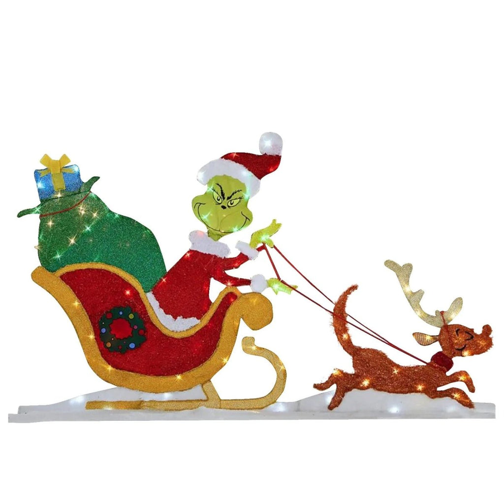 TWINKLON – Décoration de jardin festive Grinch avec éclairage LED pour une ambiance de Noël en extérieur