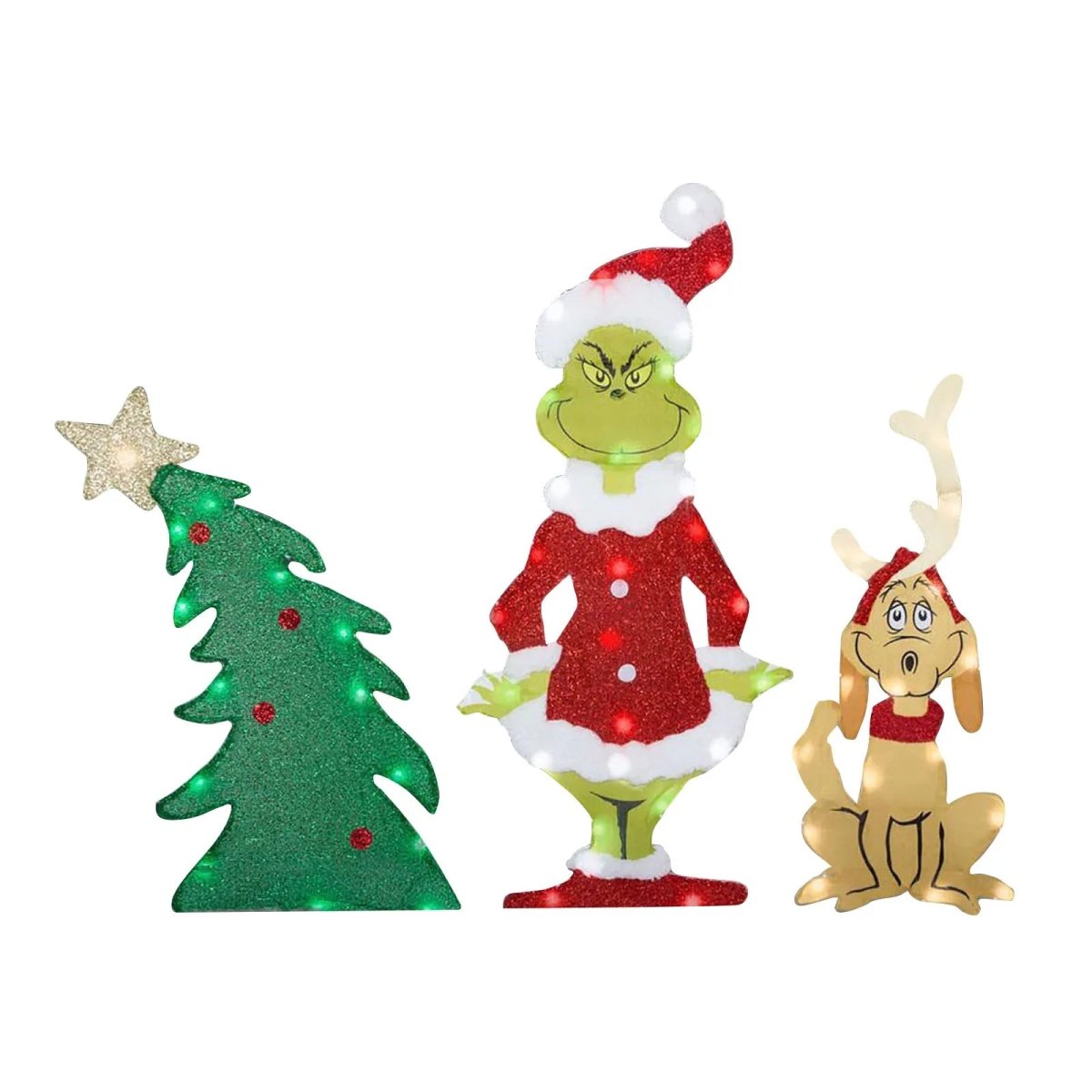 TWINKLON – Décoration de jardin festive Grinch avec éclairage LED pour une ambiance de Noël en extérieur