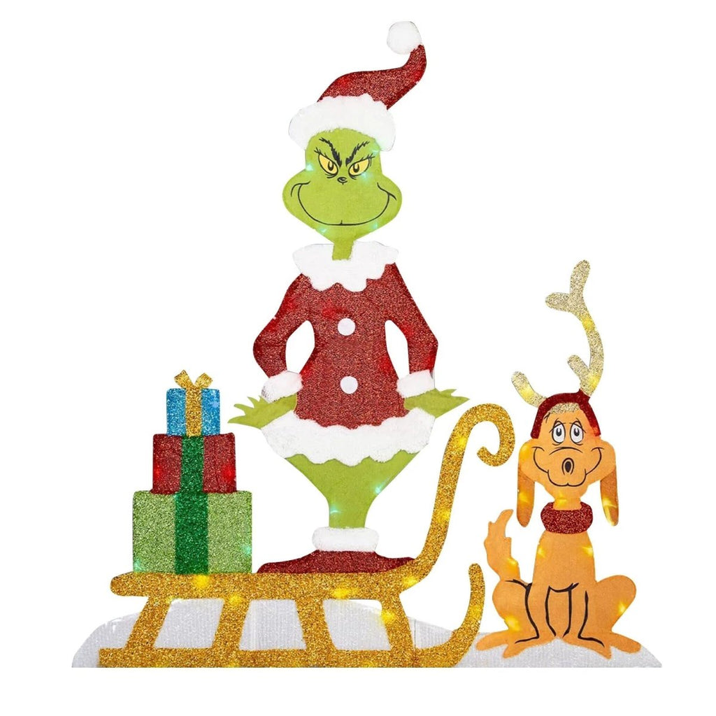 TWINKLON – Décoration de jardin festive Grinch avec éclairage LED pour une ambiance de Noël en extérieur