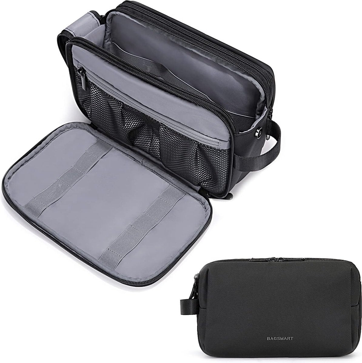 Trousse de toilette pour hommes – spacieuse avec doubles zips et compartiment étanche