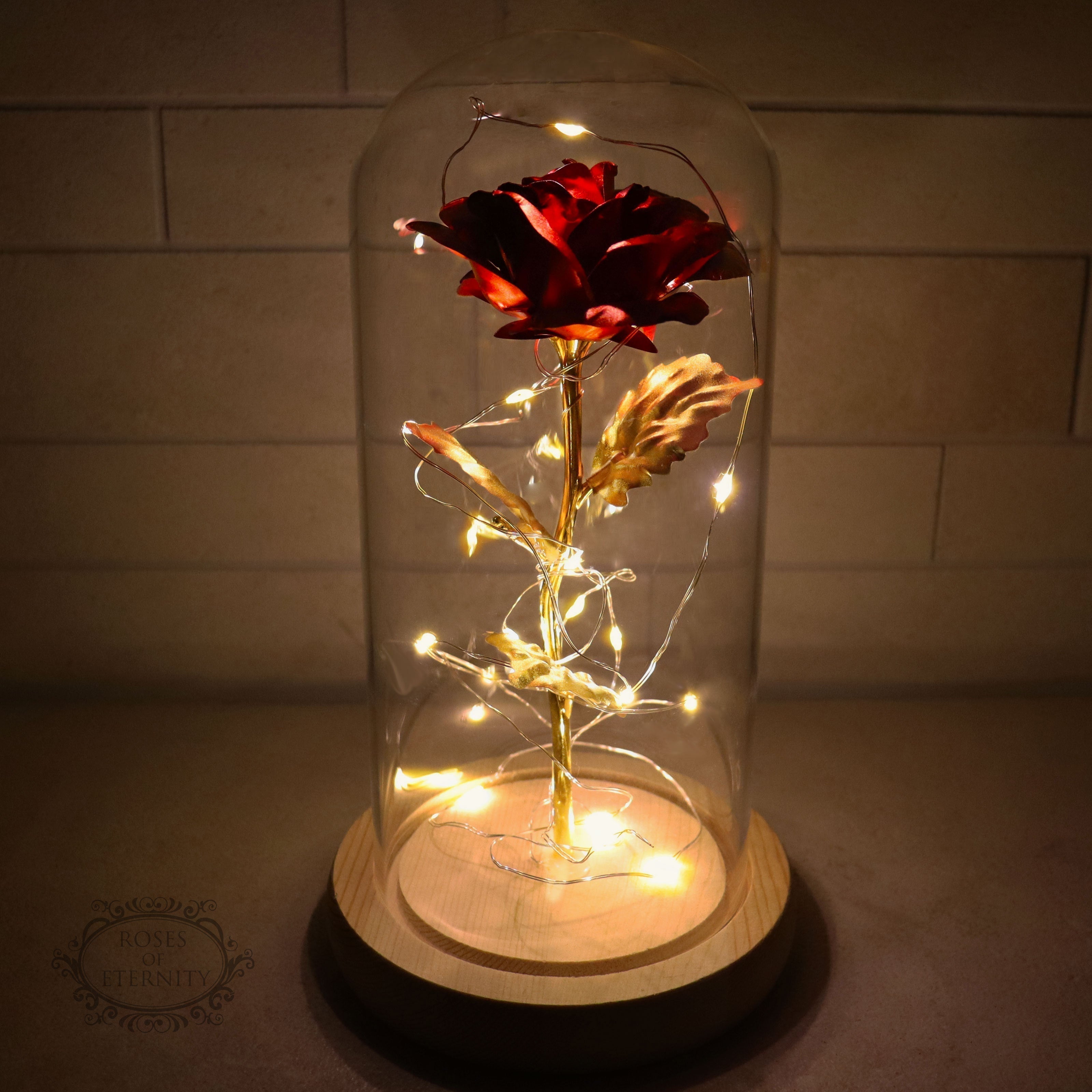 Lampe de Table Décorative LED avec Dôme en Verre et Rose