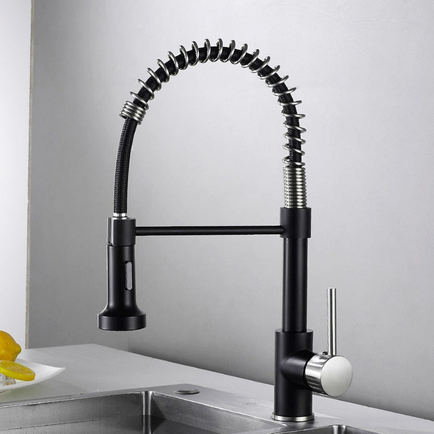 Robinet de cuisine moderne avec tête de douche à ressort extensible