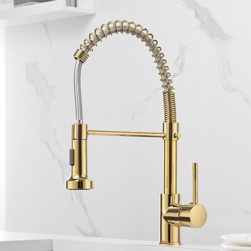 Robinet de cuisine moderne avec tête de douche à ressort extensible