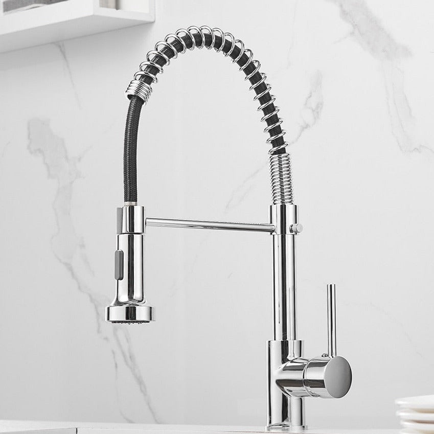 Robinet de cuisine moderne avec tête de douche à ressort extensible