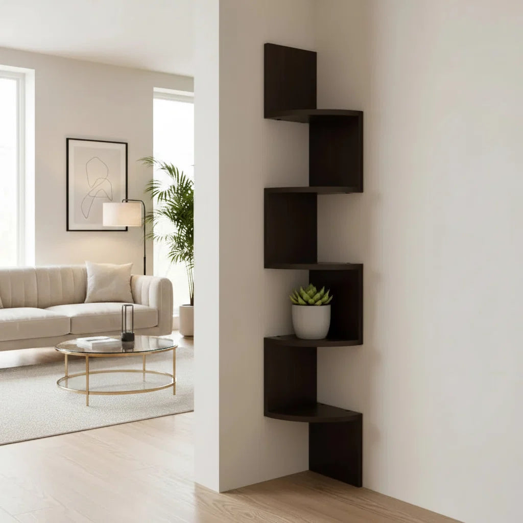URBICOR – Étagère d'angle murale – Rangement compact au style moderne