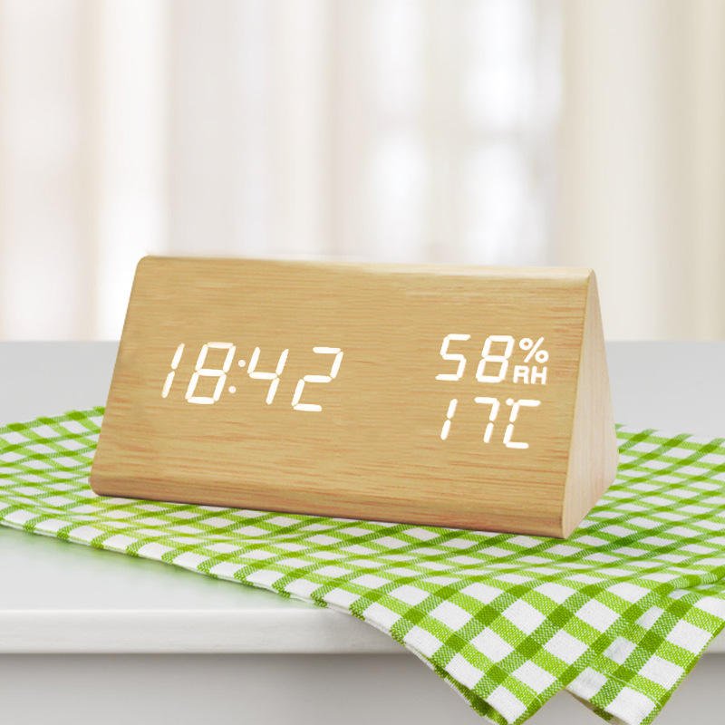 ECOCLOCK – Horloge numérique en bois minimaliste avec affichage de la température et réglage de la lumière