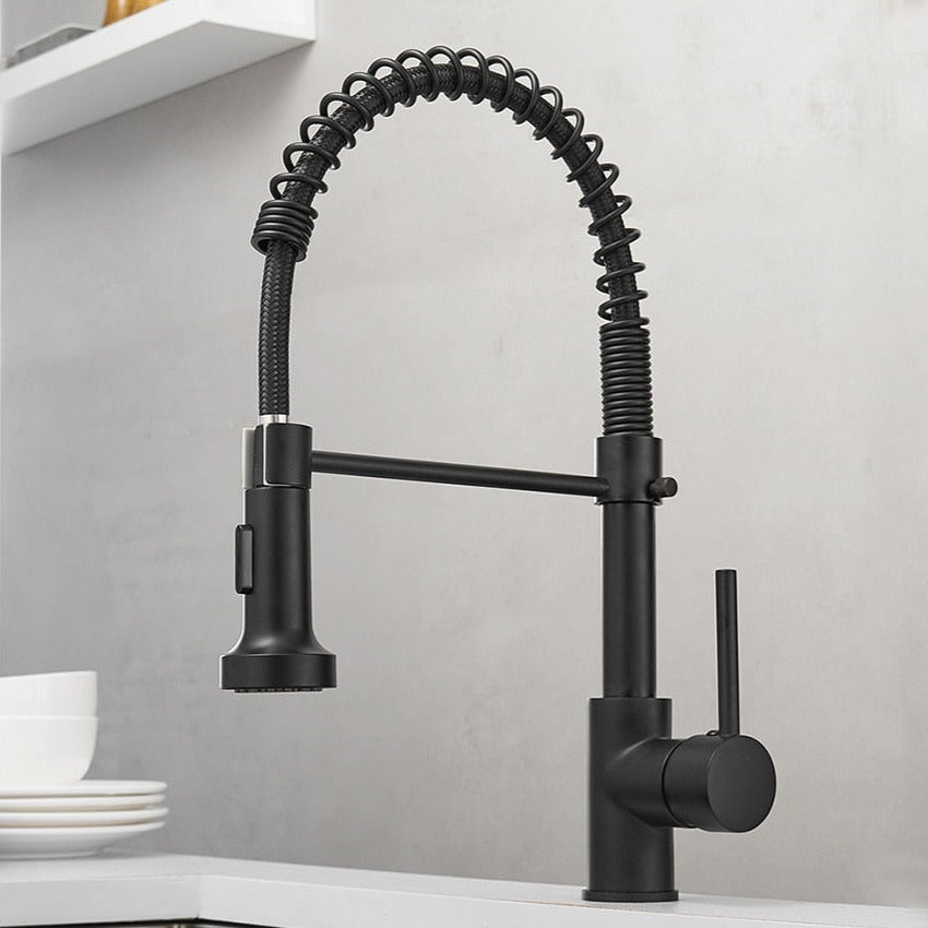 Robinet de cuisine moderne avec tête de douche à ressort extensible