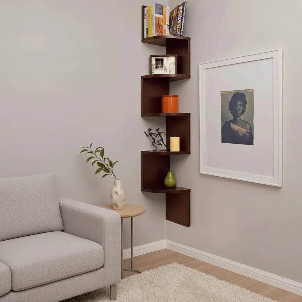 URBICOR – Étagère d'angle murale – Rangement compact au style moderne