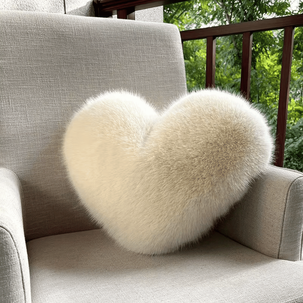 HUGNEST – Coussin en fausse fourrure en forme de cœur pour des espaces de vie chauds et modernes