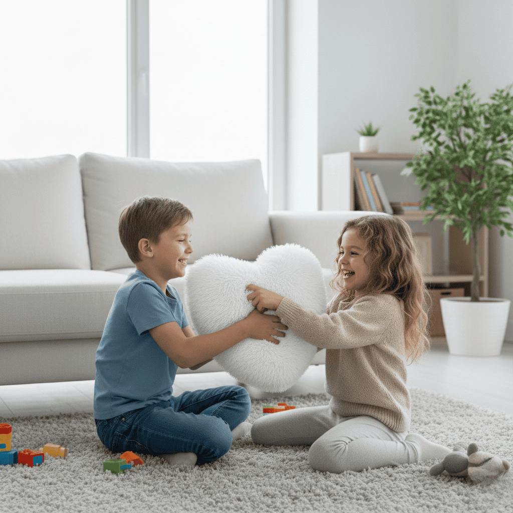 HUGNEST – Coussin en fausse fourrure en forme de cœur pour des espaces de vie chauds et modernes