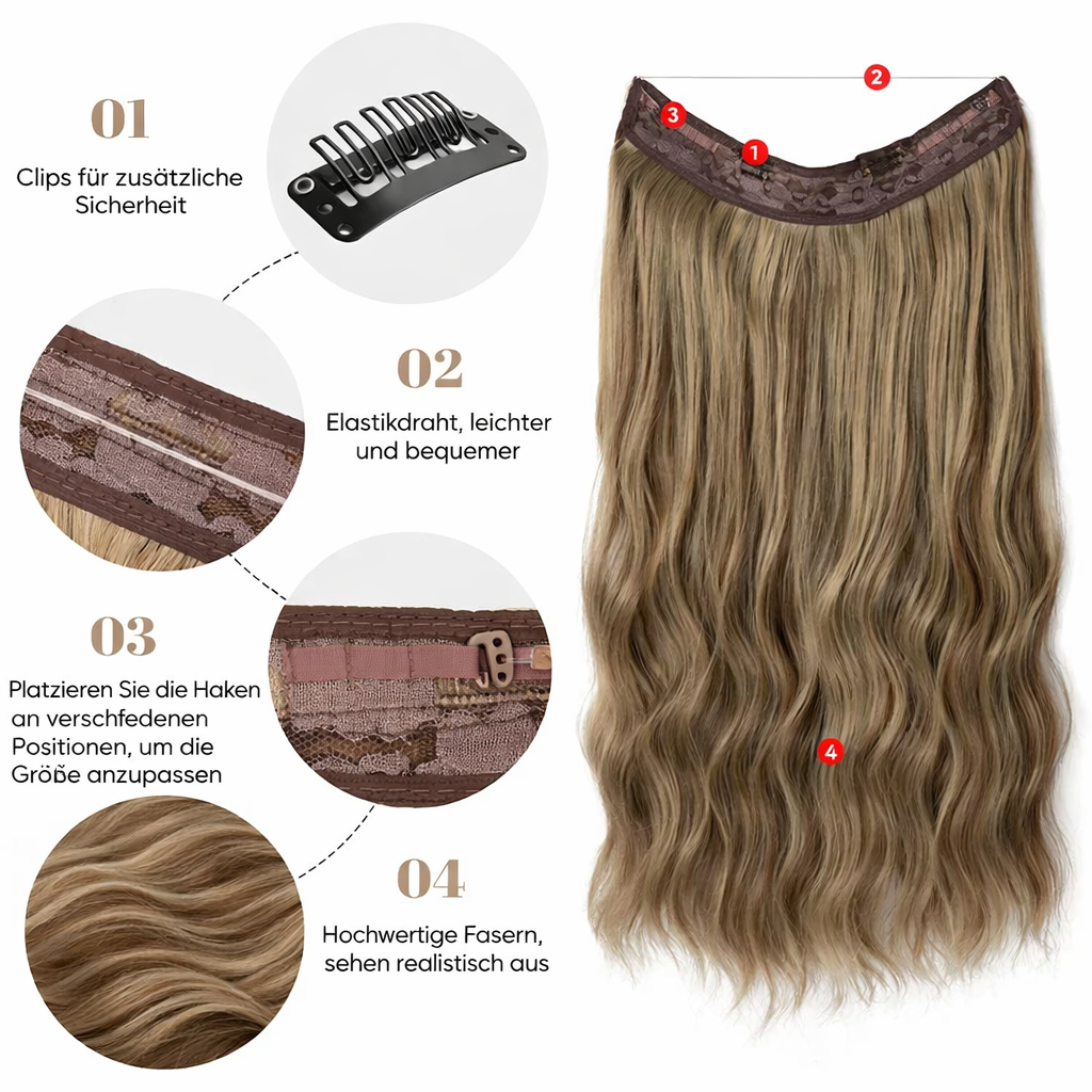 Perruque Capillaire | Volume Instantané | Extensions Halo Invisibles | GlamSchleier