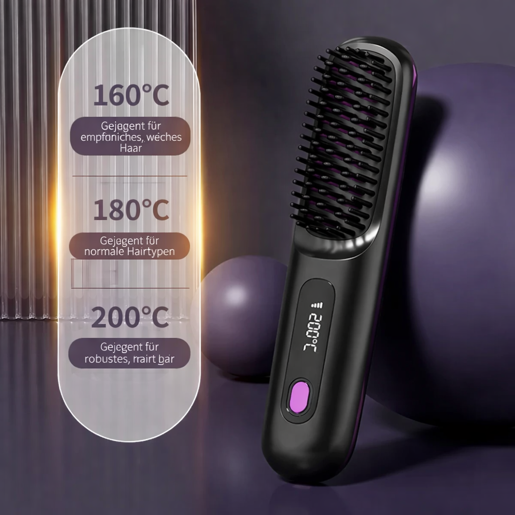 Fer à lisser | Lisseur en céramique ionique | Rechargeable par USB avec contrôle LCD | Glissara