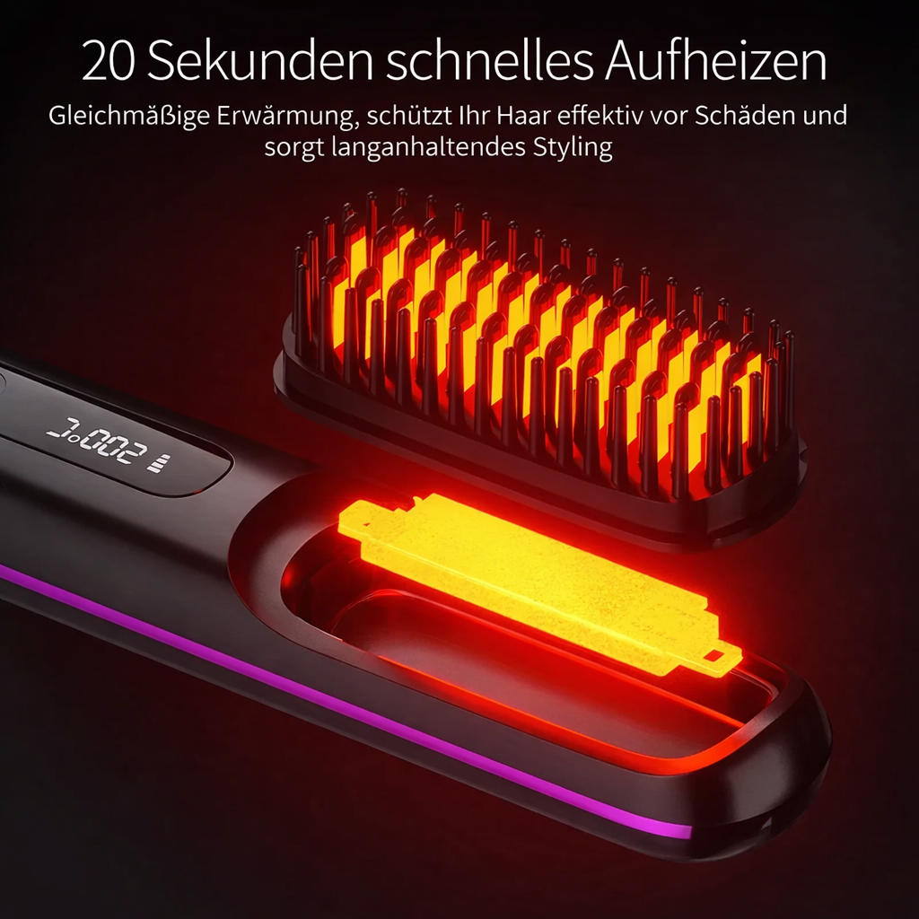 Fer à lisser | Lisseur en céramique ionique | Rechargeable par USB avec contrôle LCD | Glissara