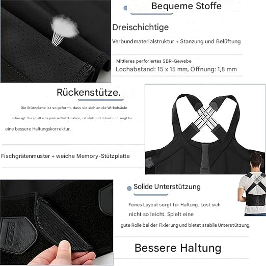 Skanto | Dispositif de correction de posture ergonomique pour soulager la douleur au cou et au dos, ajustable et stable