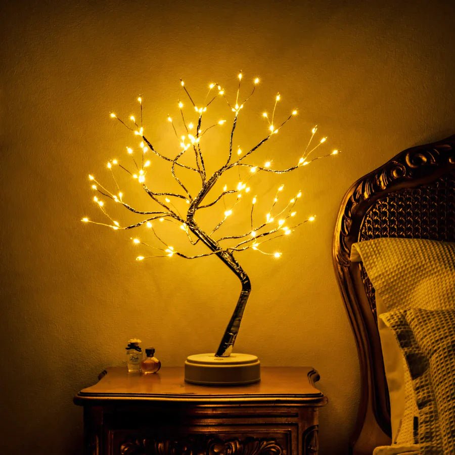 Lampe en bois LED faite à la main – lampe décorative avec 108 lumières LED