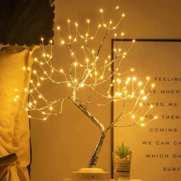 Lampe en bois LED faite à la main – lampe décorative avec 108 lumières LED