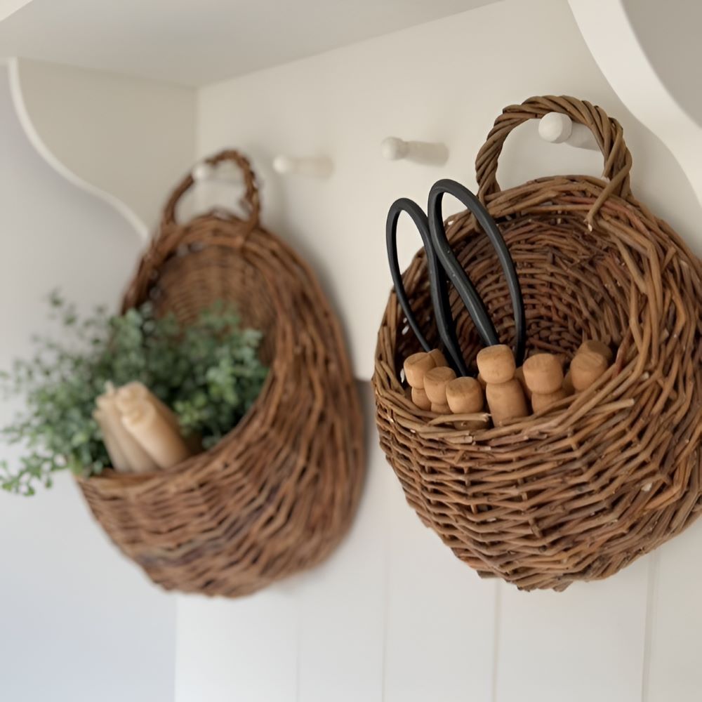 Panier Murale En Osier Fait Main - Élégance Naturelle Pour Plantes Et Fleurs