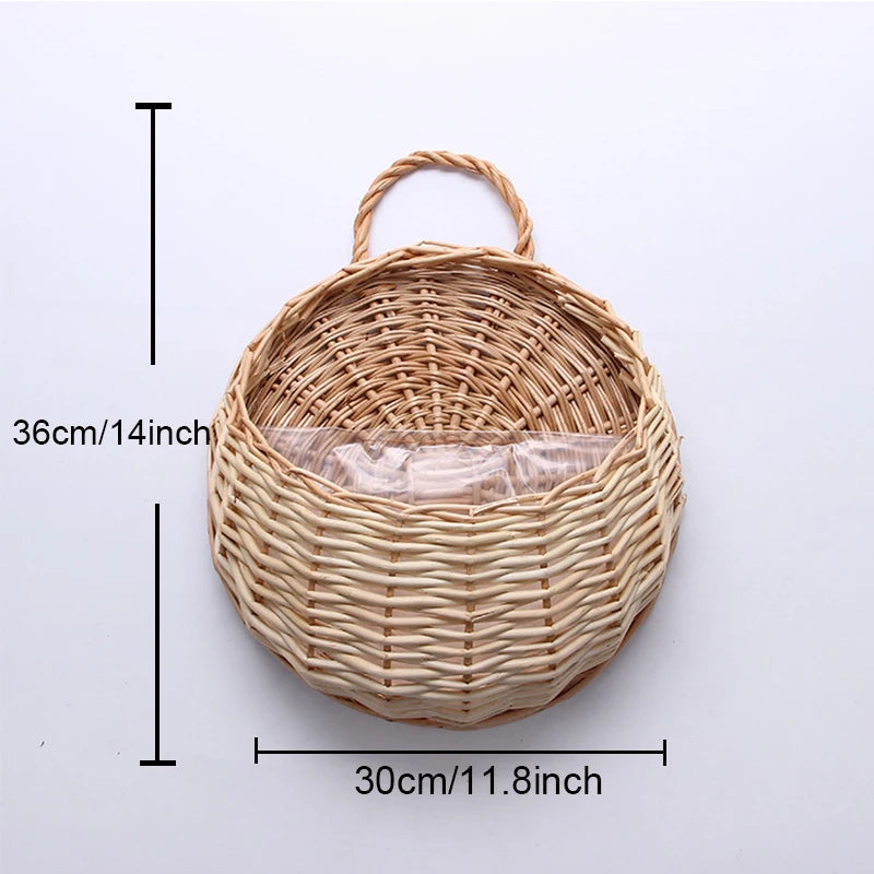 Panier Murale En Osier Fait Main - Élégance Naturelle Pour Plantes Et Fleurs