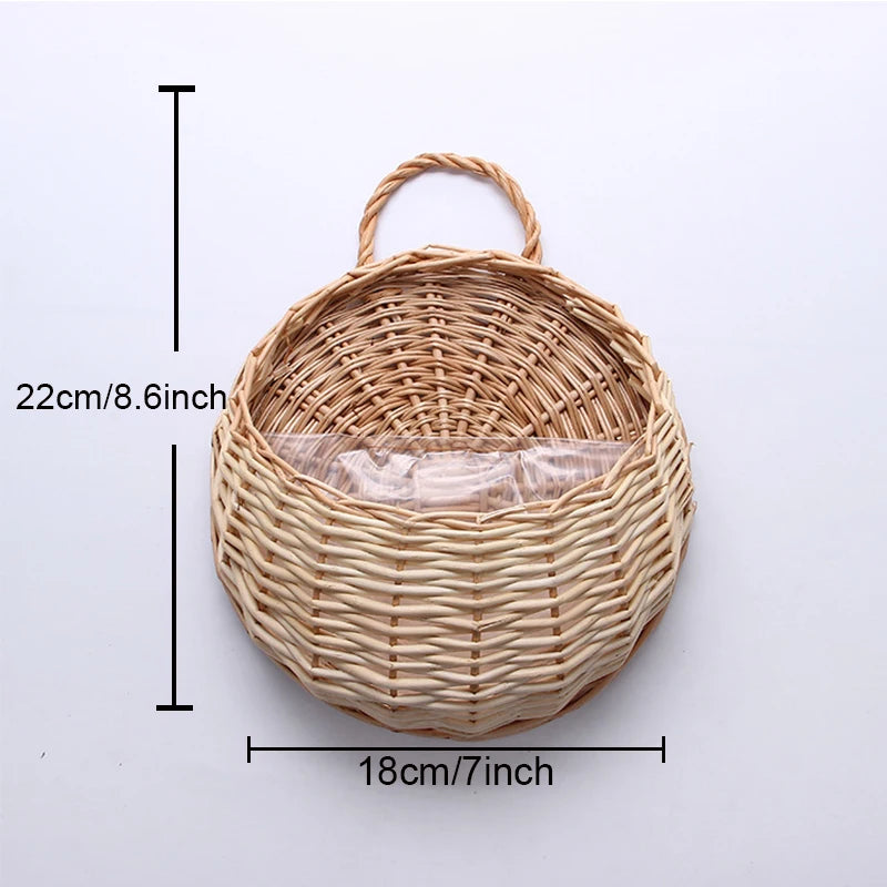 Panier Murale En Osier Fait Main - Élégance Naturelle Pour Plantes Et Fleurs